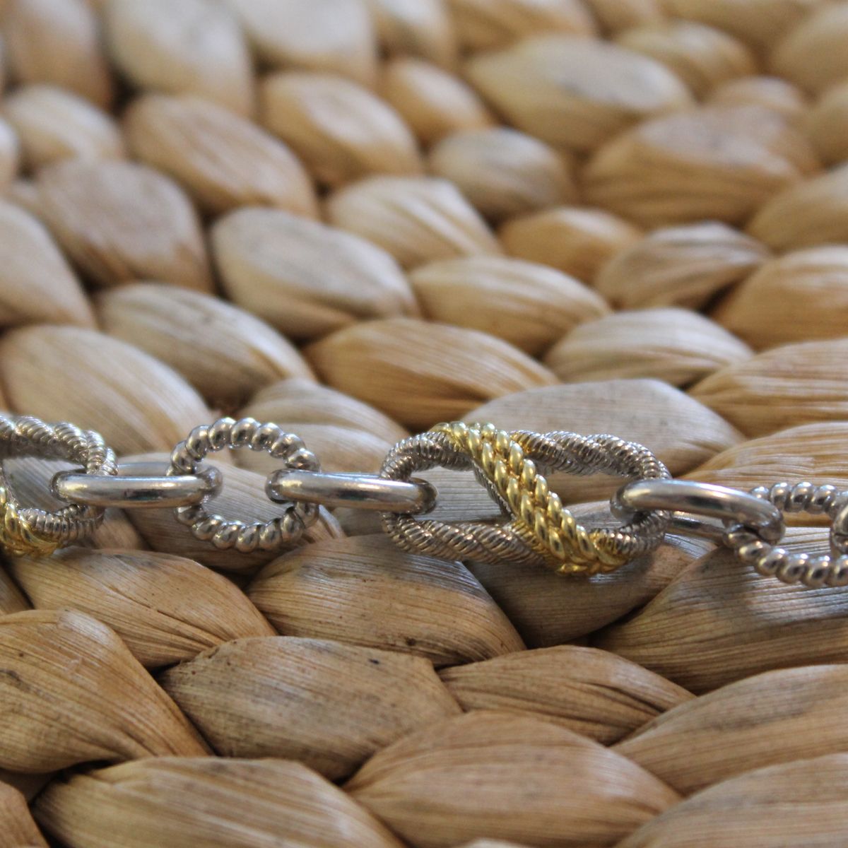 Judith Ripka Gold + Sterling Silver 925 Cable Links Bracelet 7.5 w