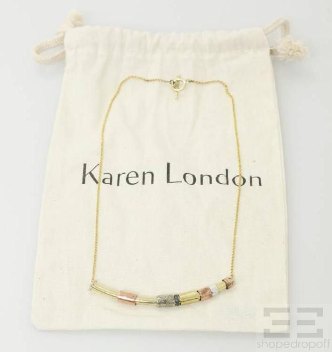 Karen London Gold Silver Rose Gold Tone Beaded Bar Necklace