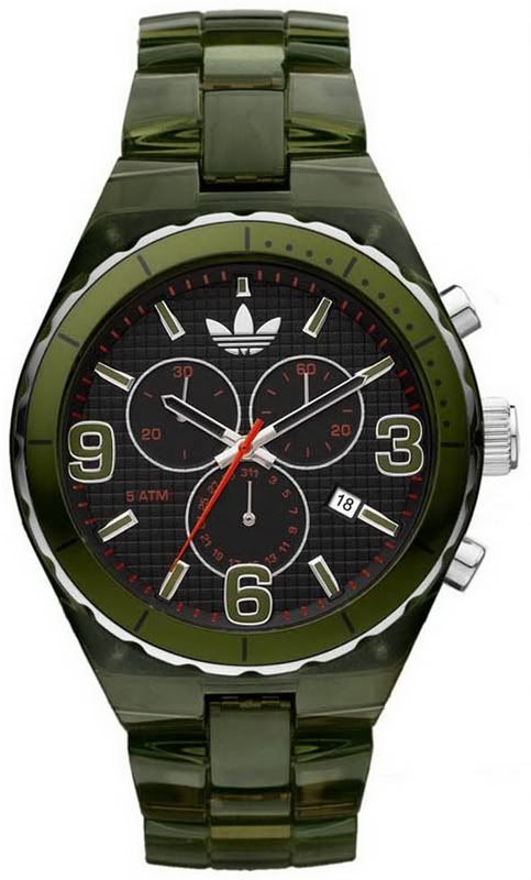 New 2012 Adidas Large Cambridge Mens Ladies Green Acrylic Chrono Watch