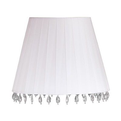 NEW 6.25 in. Wide Barrel Lamp Shade White Ribbons with Clear Beads