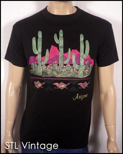 Vtg 80s 90s Rad Awesome Puffy Graphic Logo Arizona T Shirt Road Runner