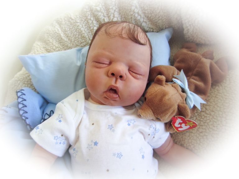 Reborn Baby Doll Sweet Baby Boy Larry So Realistic with Human Hair