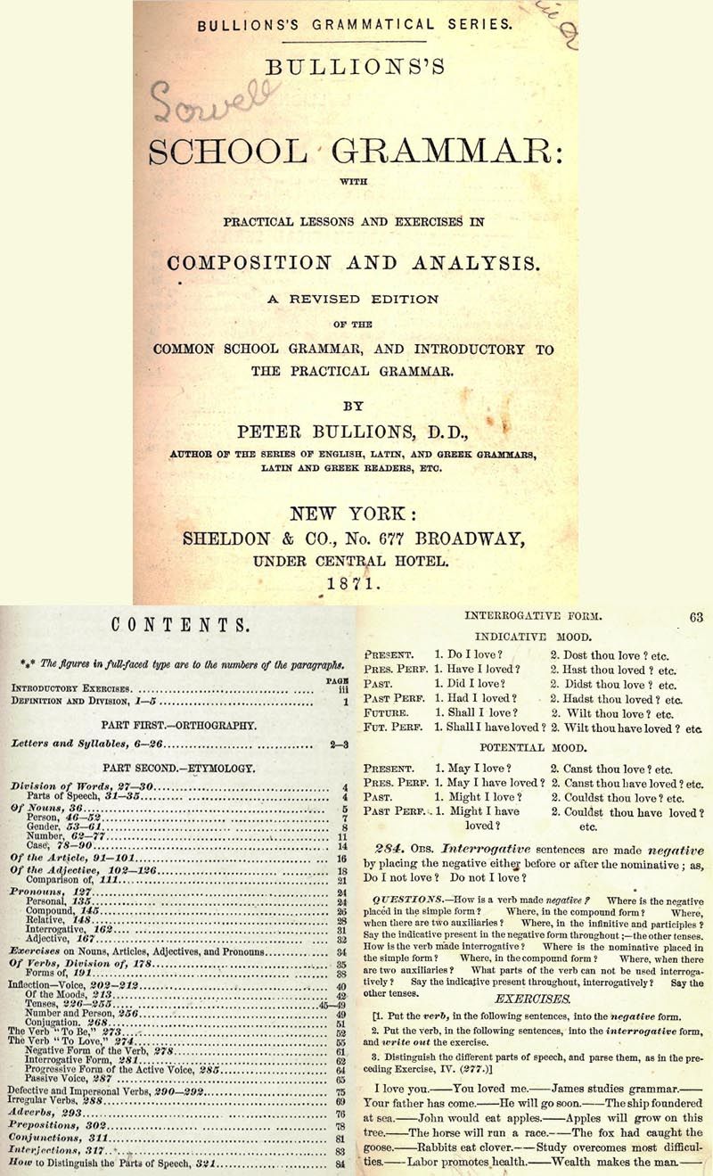 School Book 1871 Grammar Composition Writing Letters Original