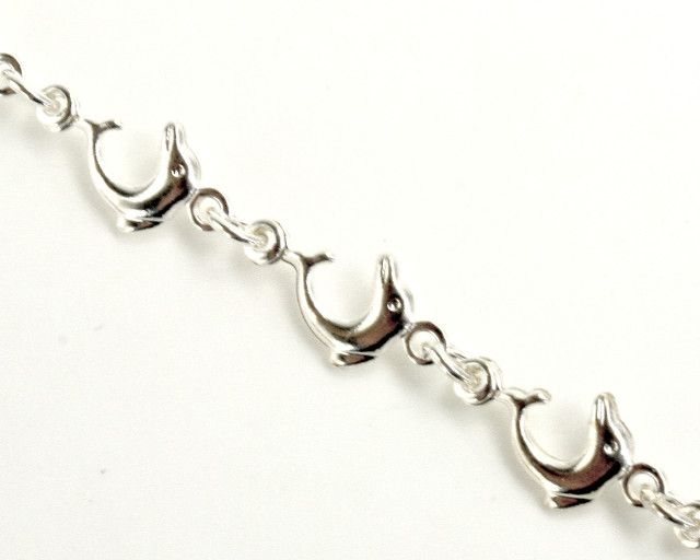 Sterling Silver Filled 925 Dolphin Fish Bracelet 7 5 Teens Girl Lady