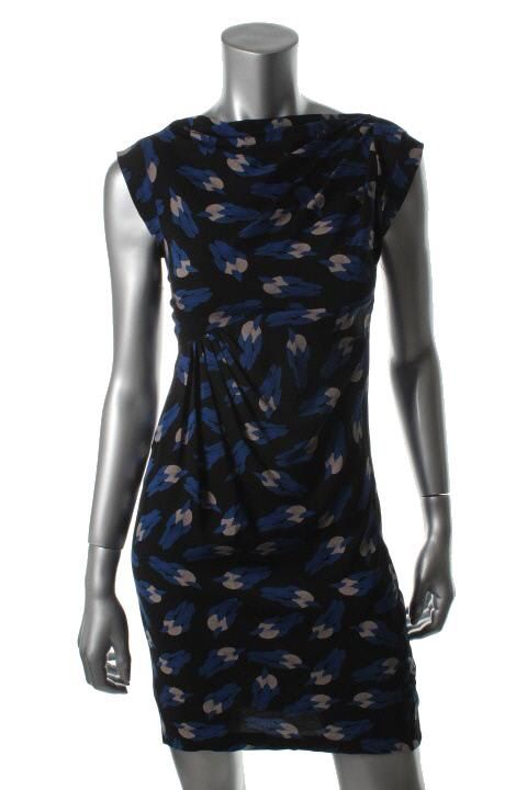 Diane Von Furstenberg New Mattie Blue Silk Printed Cap Sleeves Casual