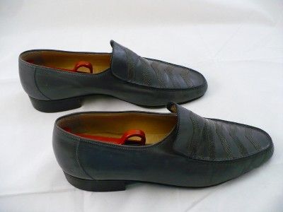 Bruno Magli Mens MENO Gray Dress Loafers Woven Label Size 11M #34190