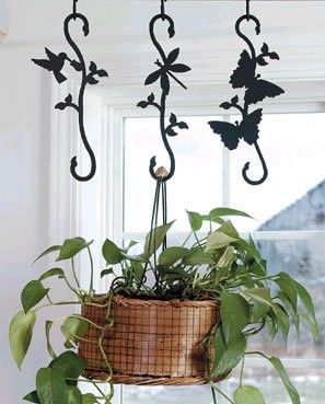 Long Cast Iron s Hook Plant Basket Hanger Butterfly