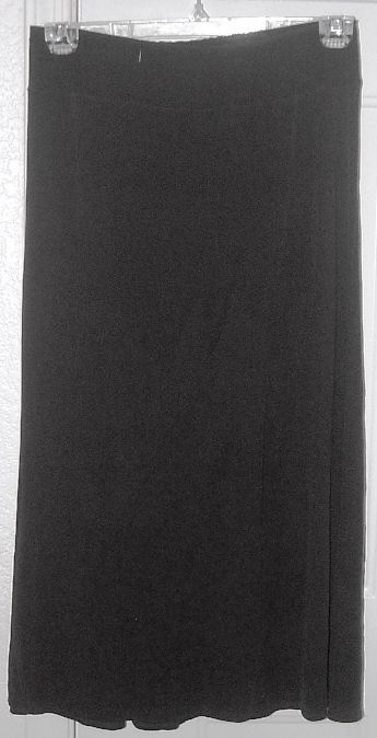 Fisher Black 100 Crepe Silk Unlined Gathered Elastic Back Long Skirt M