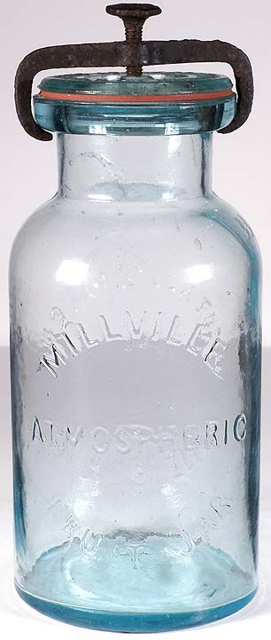 Millville Atmospheric Fruit Jar Quart All Original