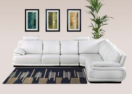 Living Room Set Milano White Leather Sectional Suite