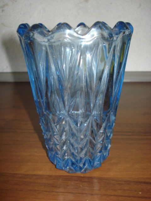 Antique Blue Depression Glass Vase Blue