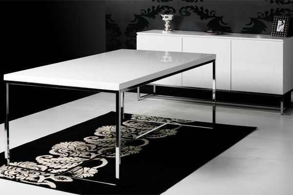 Design Schreibtisch   POPULAR   hochglanz weiss Lack 140cm Tisch