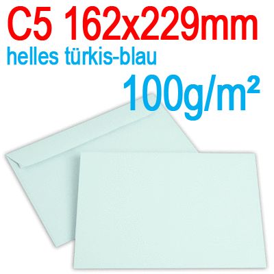 C5 Briefumschläge Umschläge 162x229mm hell türkis blau