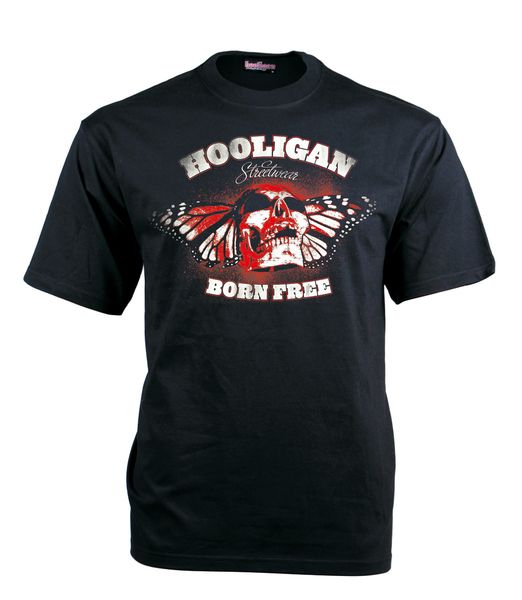 HOOLIGAN T Shirt Born Free   Black