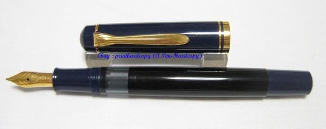 Old Style Blue Black Pelikan M250 Vintage Discon Fountain Pen 14k