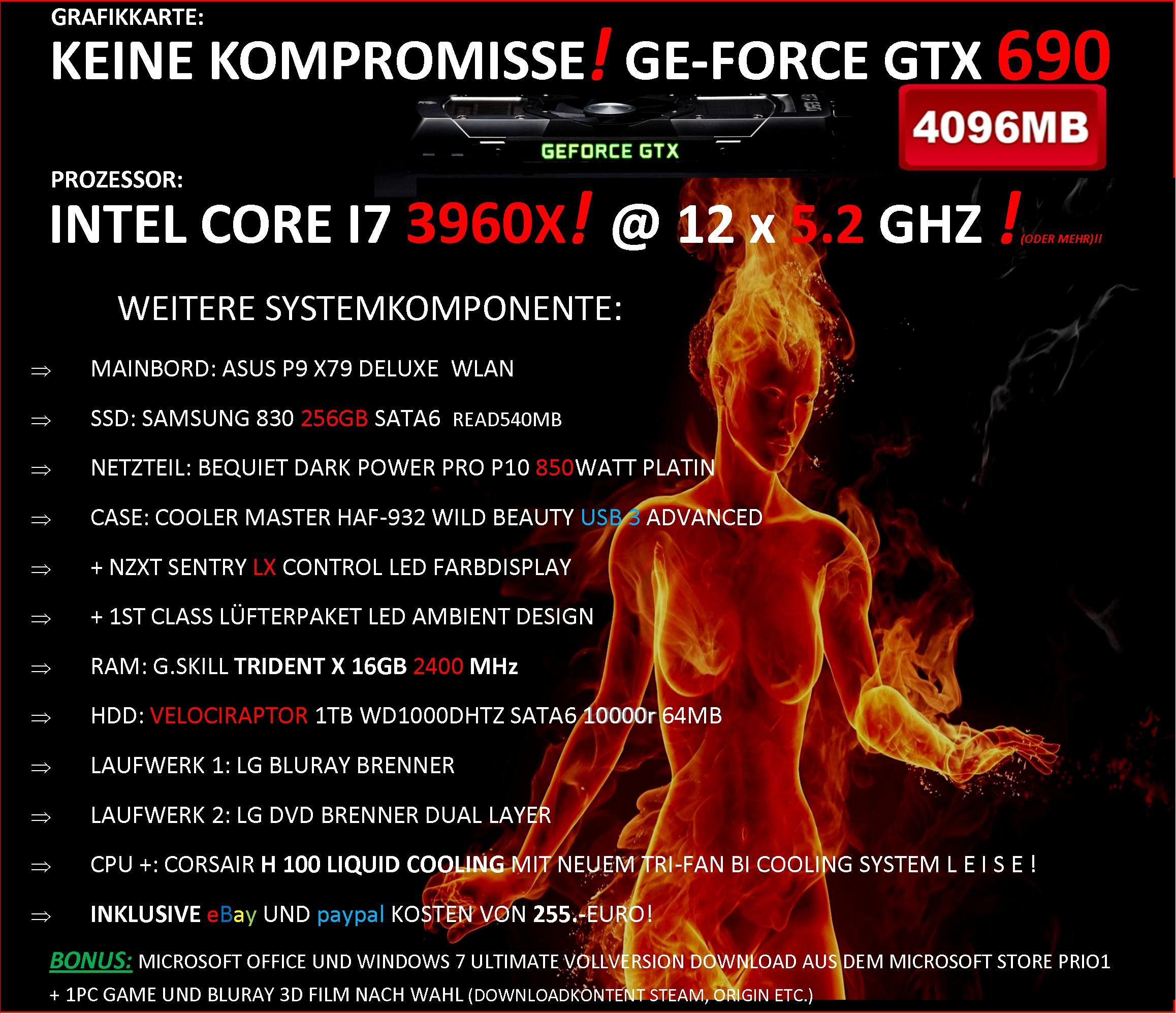 HIGH END GAMER PC i7 3960X/ GEFORCE GTX 690/ ASUS DELUXE/SSD 256GB