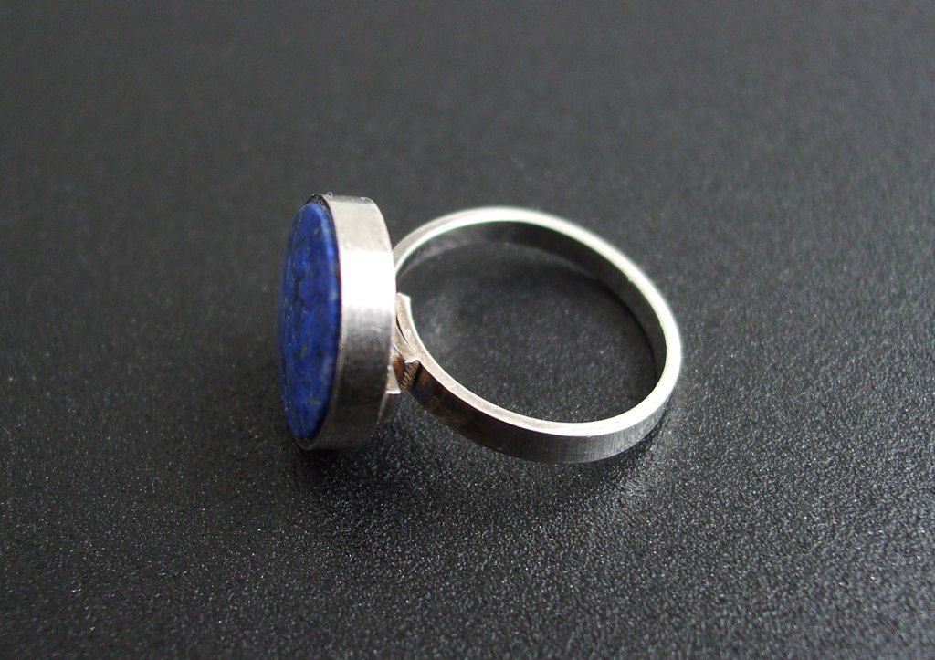 Schöner alter 835 Silber Ring mit Lapislazuli Design Silberring
